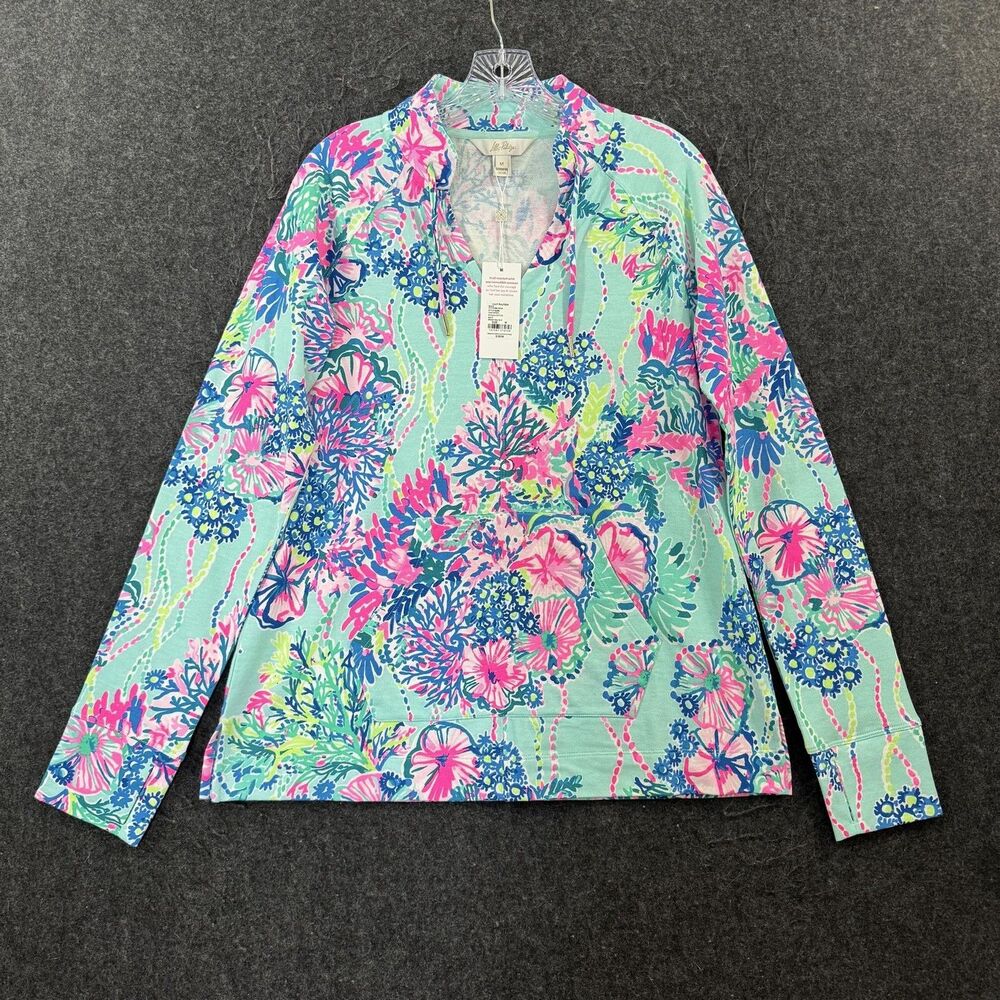 Lilly Pulitzer Cassi Popover Terry Pullover Women's Medium Multi Beach You To It